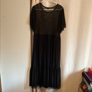 Polka dot sheer black dress